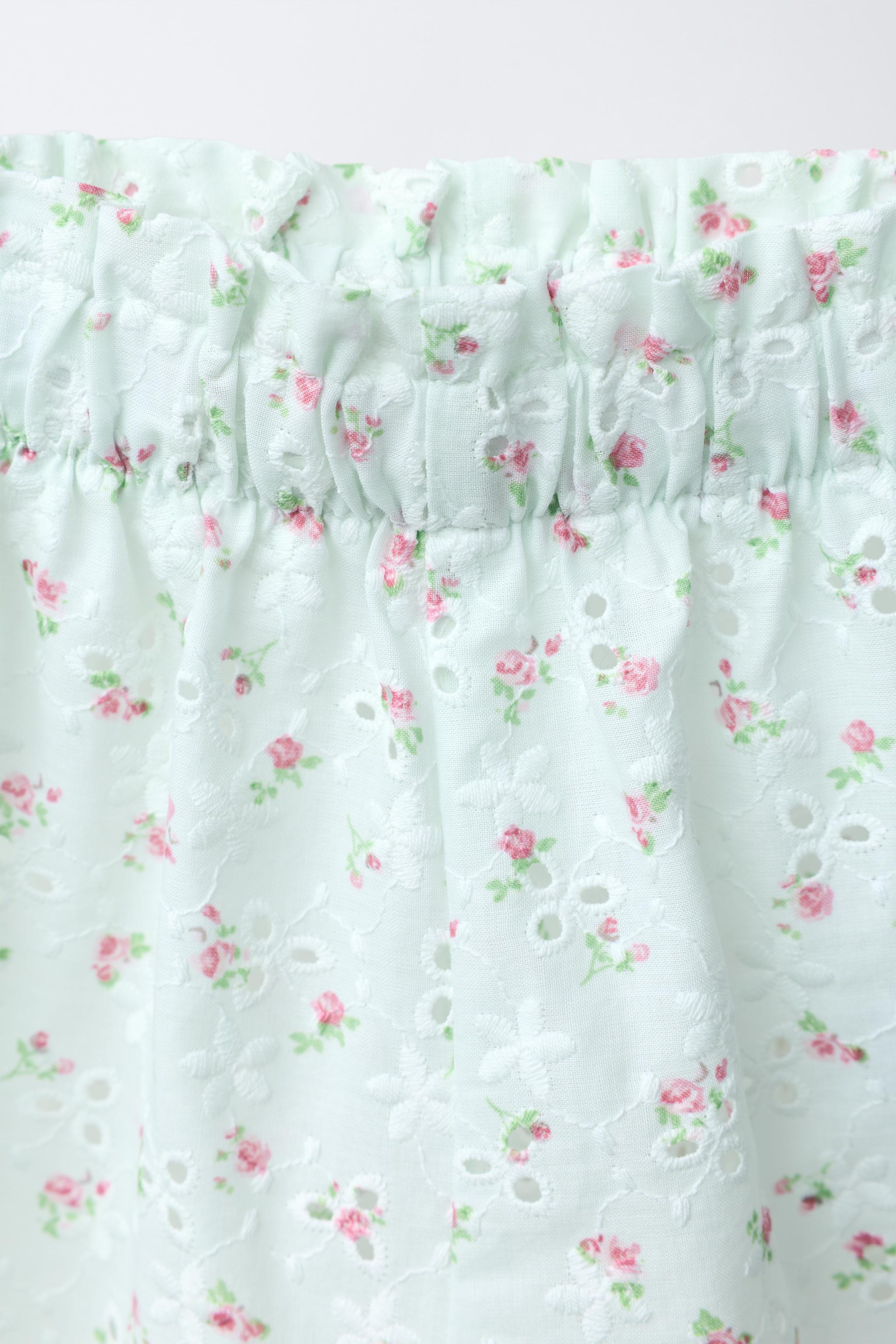 JUPE-CULOTTE BRODÉE SUISSE IMPRIMÉE FLEURS